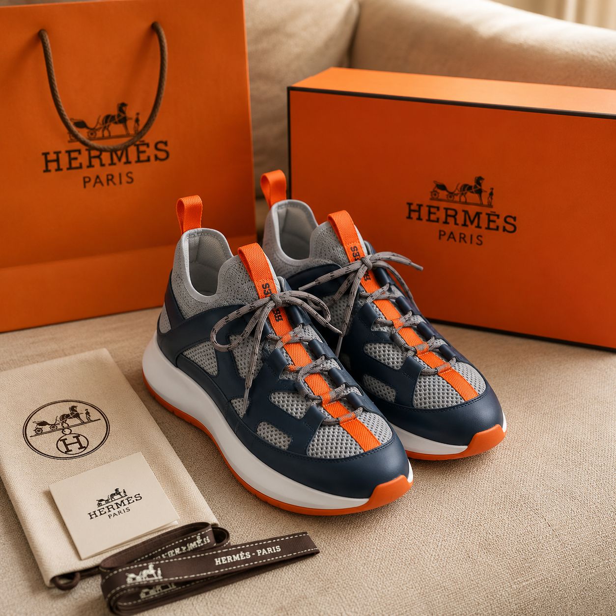 Premium Leather Mesh Sneakers (Men)