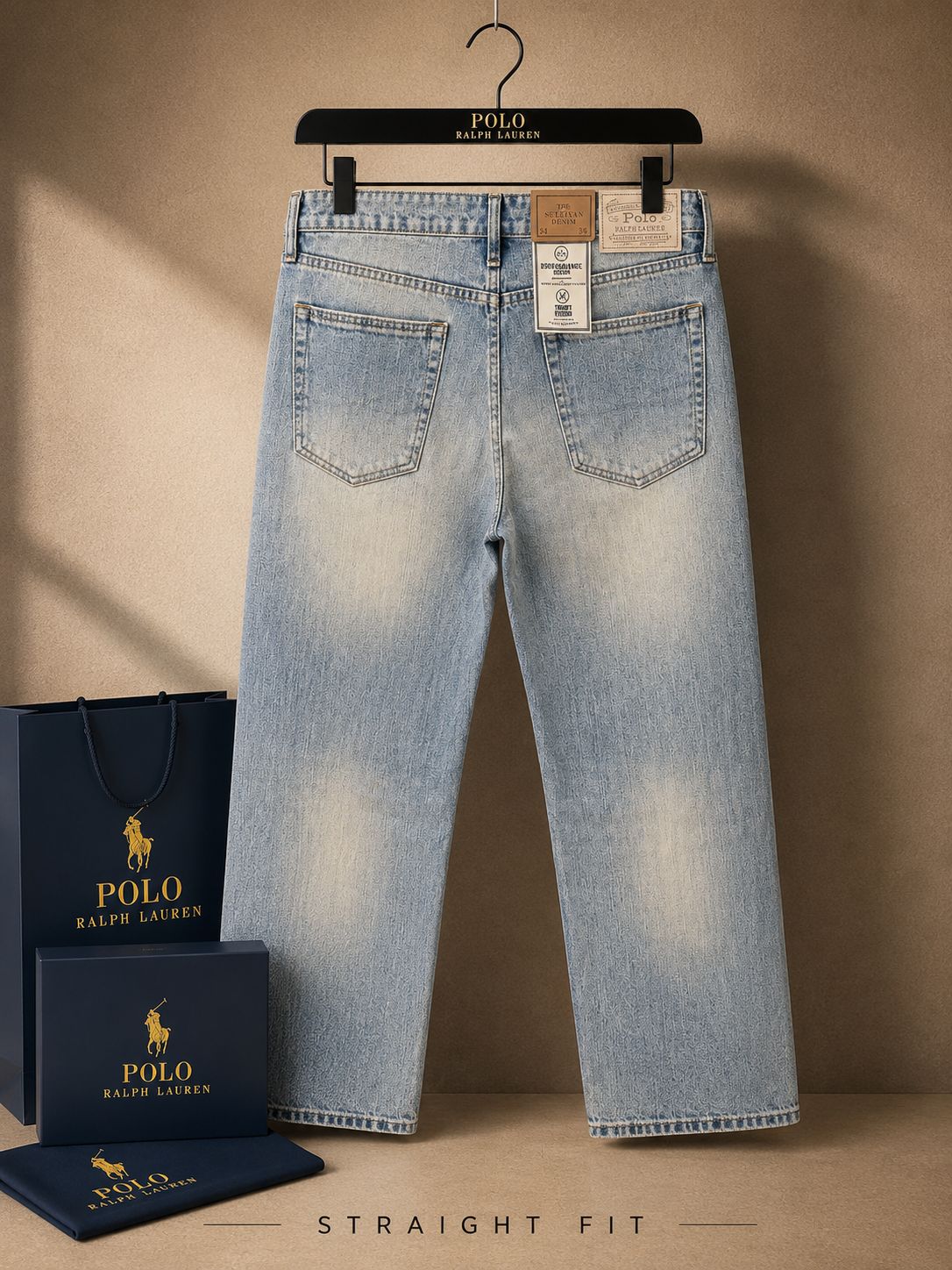 Premium Straight Fit Distressed Denim Jeans (Men)