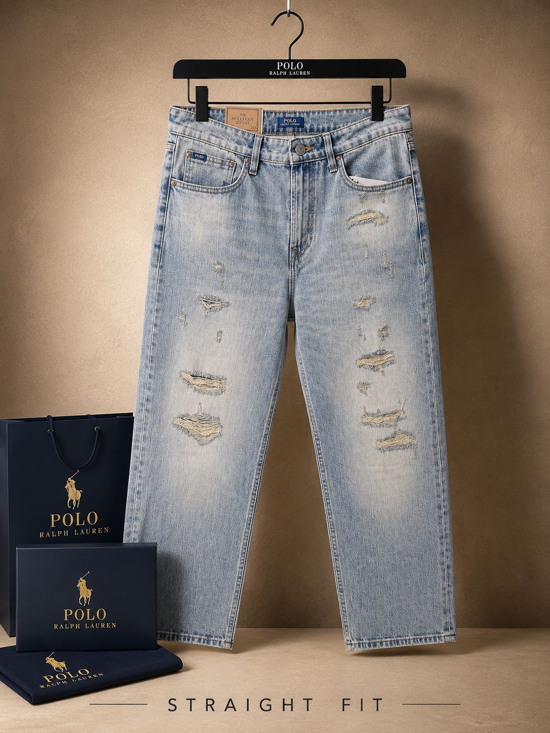 Premium Straight Fit Distressed Denim Jeans (Men)