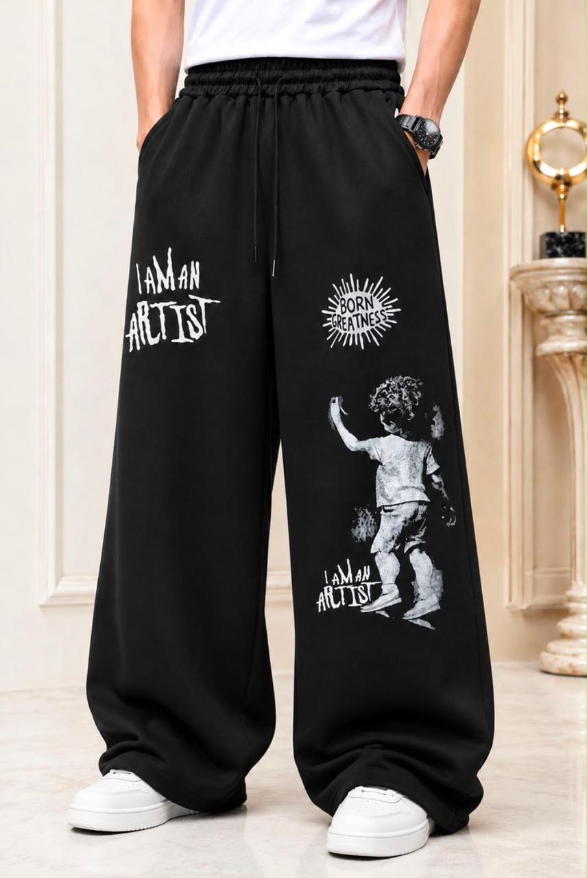 Premium Streetwear Graphic Wide-Leg Lowers (Men)