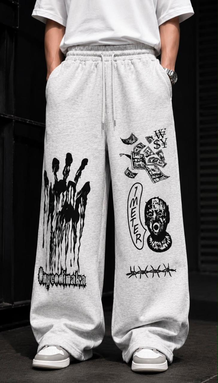 Premium Streetwear Graphic Wide-Leg Lowers (Men)
