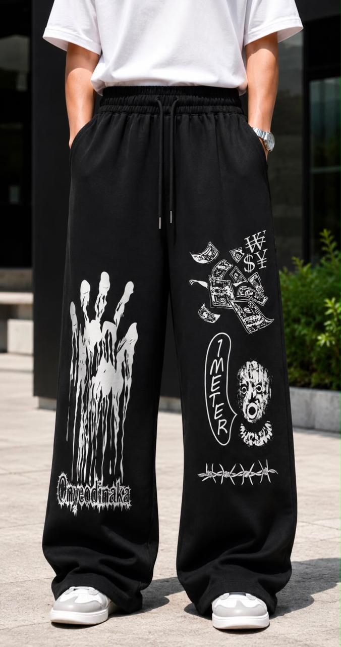 Premium Streetwear Graphic Wide-Leg Lowers (Men)