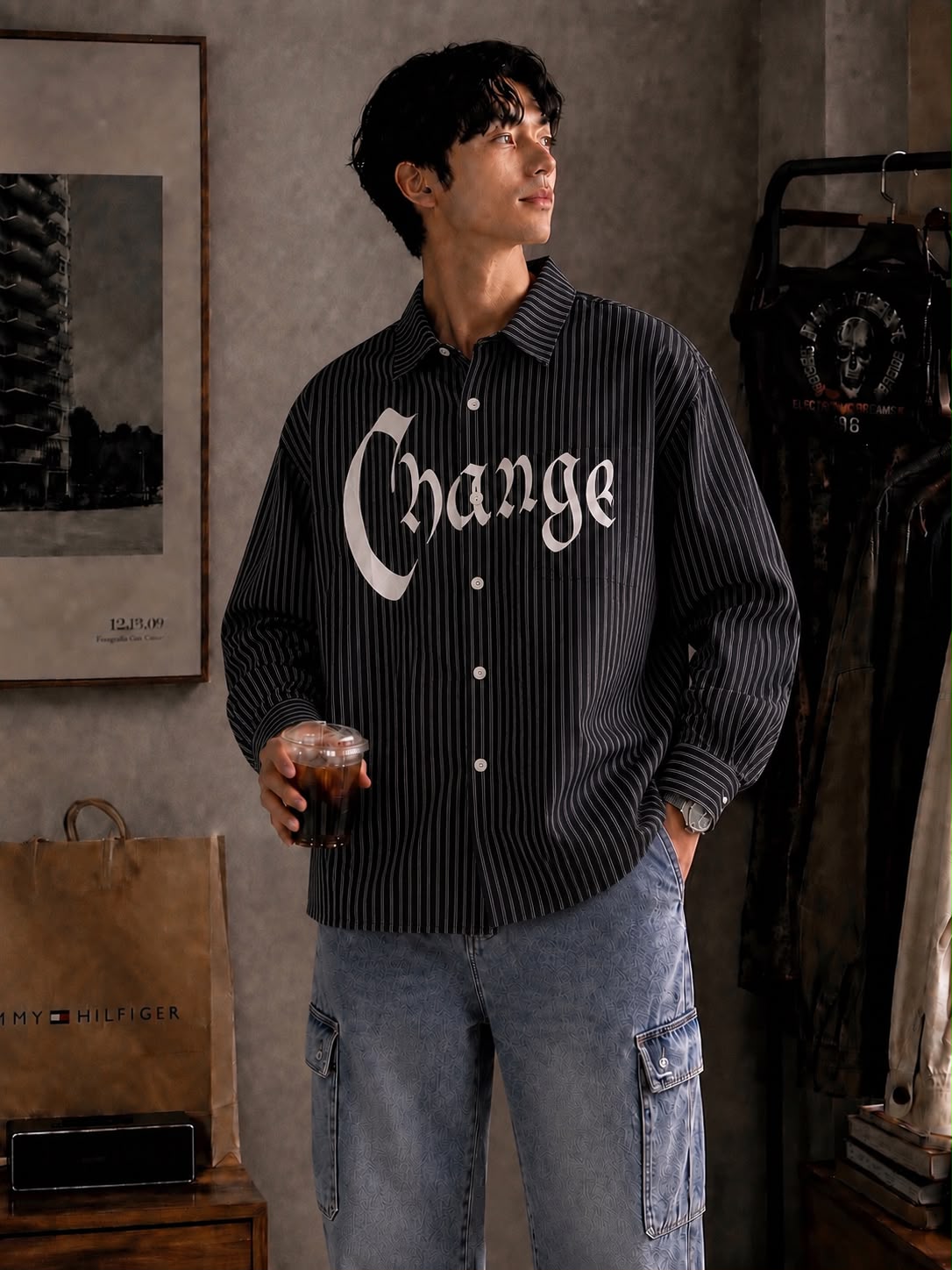 Statement Stripe Boxy Fit Shirt