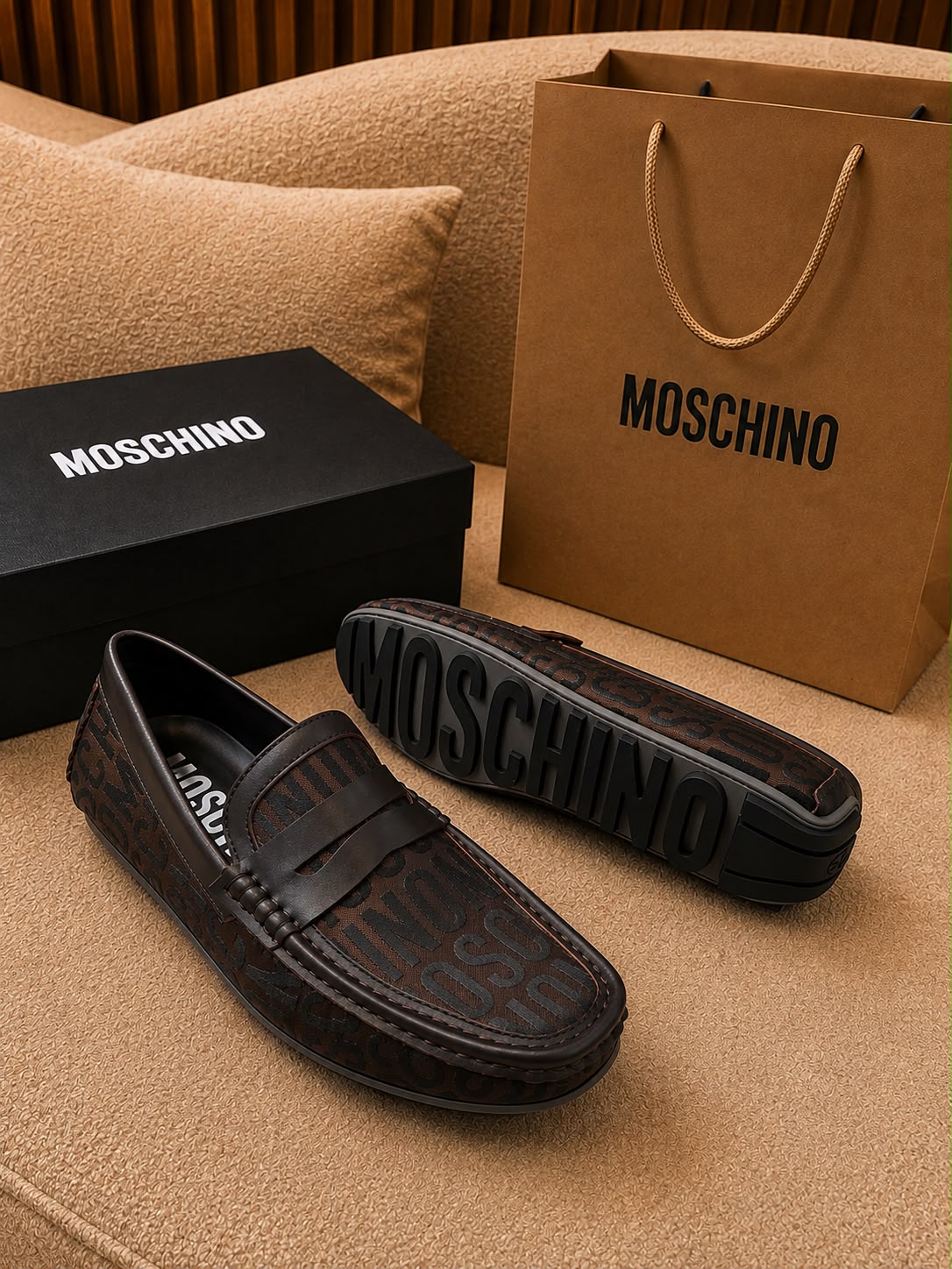 Men’s Black & Brown Designer-Style Penny Loafers