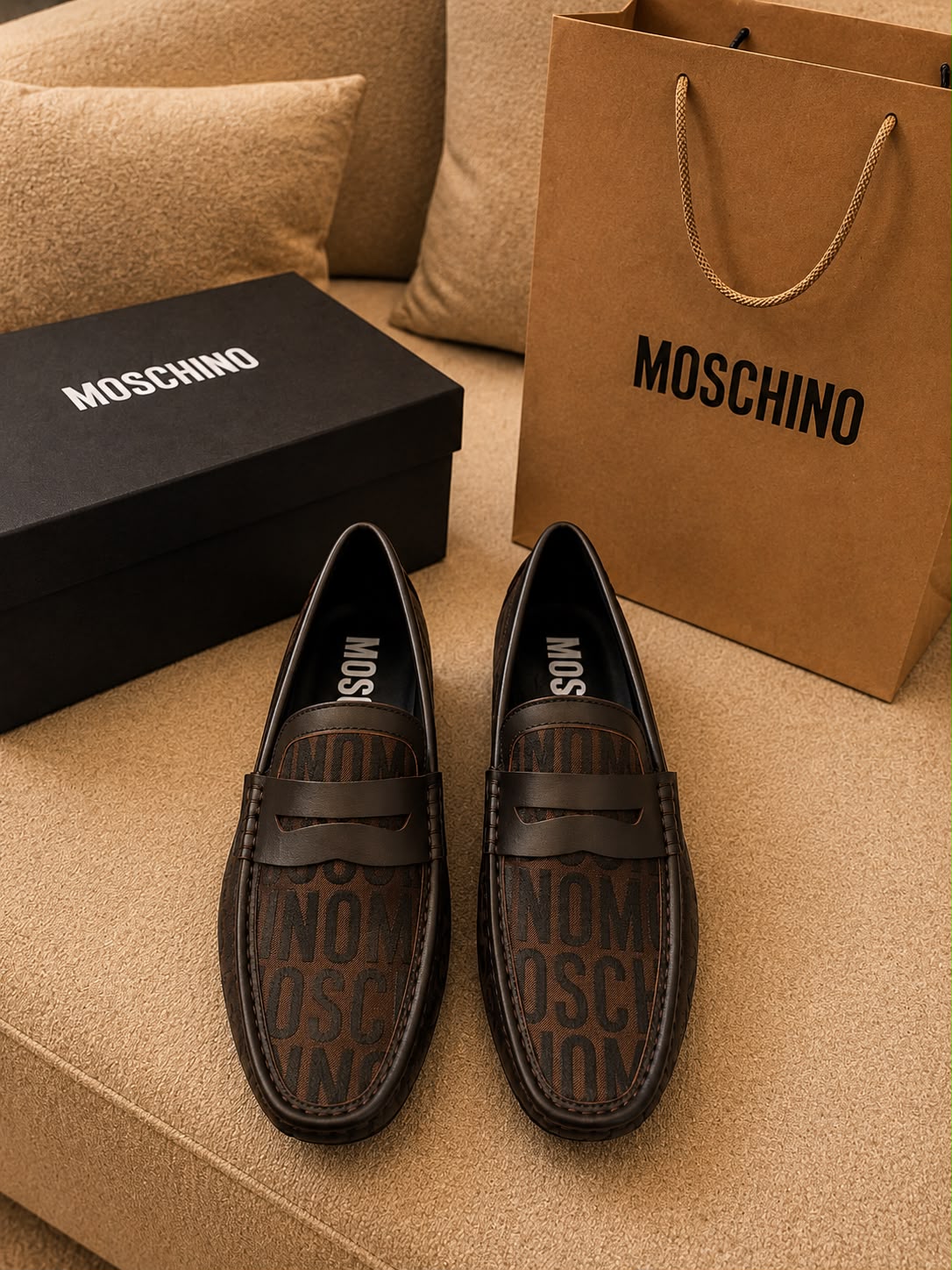 Men’s Black & Brown Designer-Style Penny Loafers