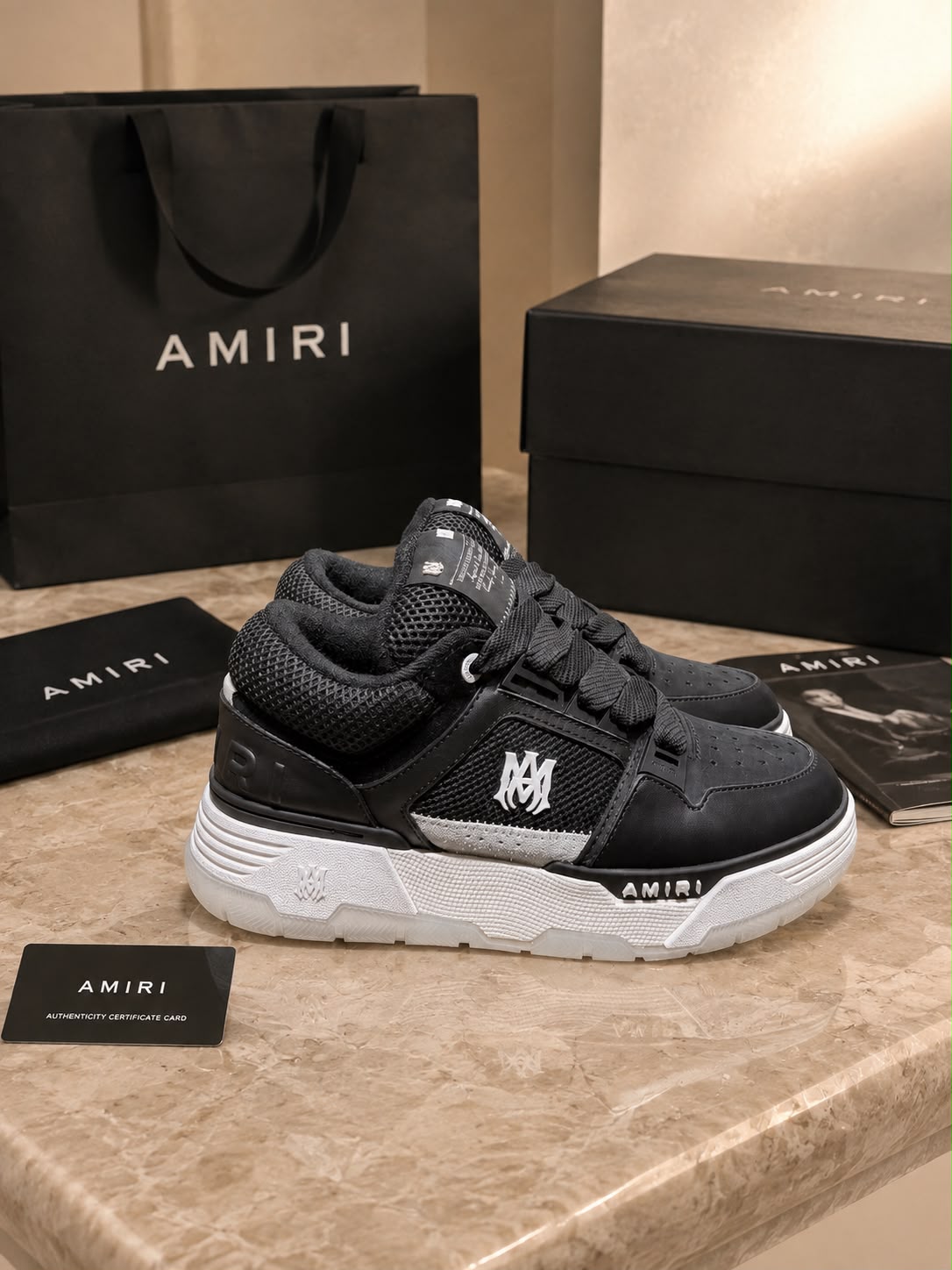 Men's Chunky Leather & Mesh Low-Top Skate Sneakers