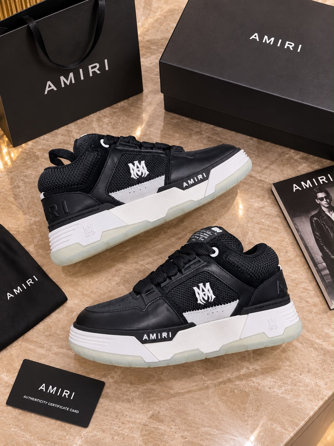 Men's Chunky Leather & Mesh Low-Top Skate Sneakers