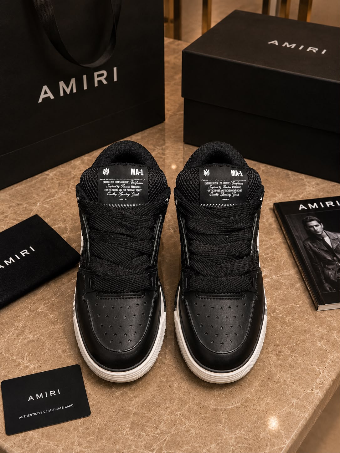 Men's Chunky Leather & Mesh Low-Top Skate Sneakers