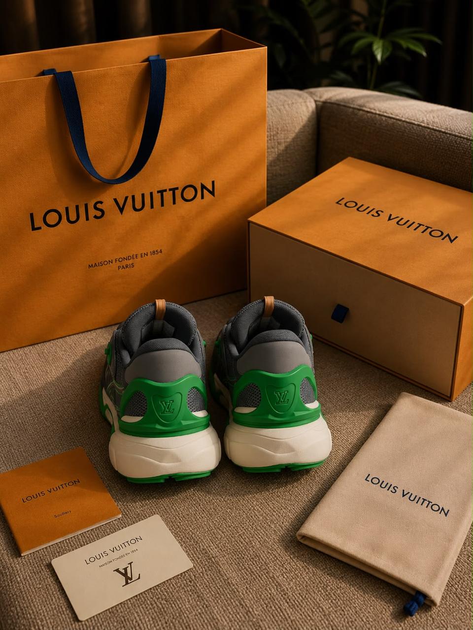 Premium Grey & Green Chunky Trail Sneakers