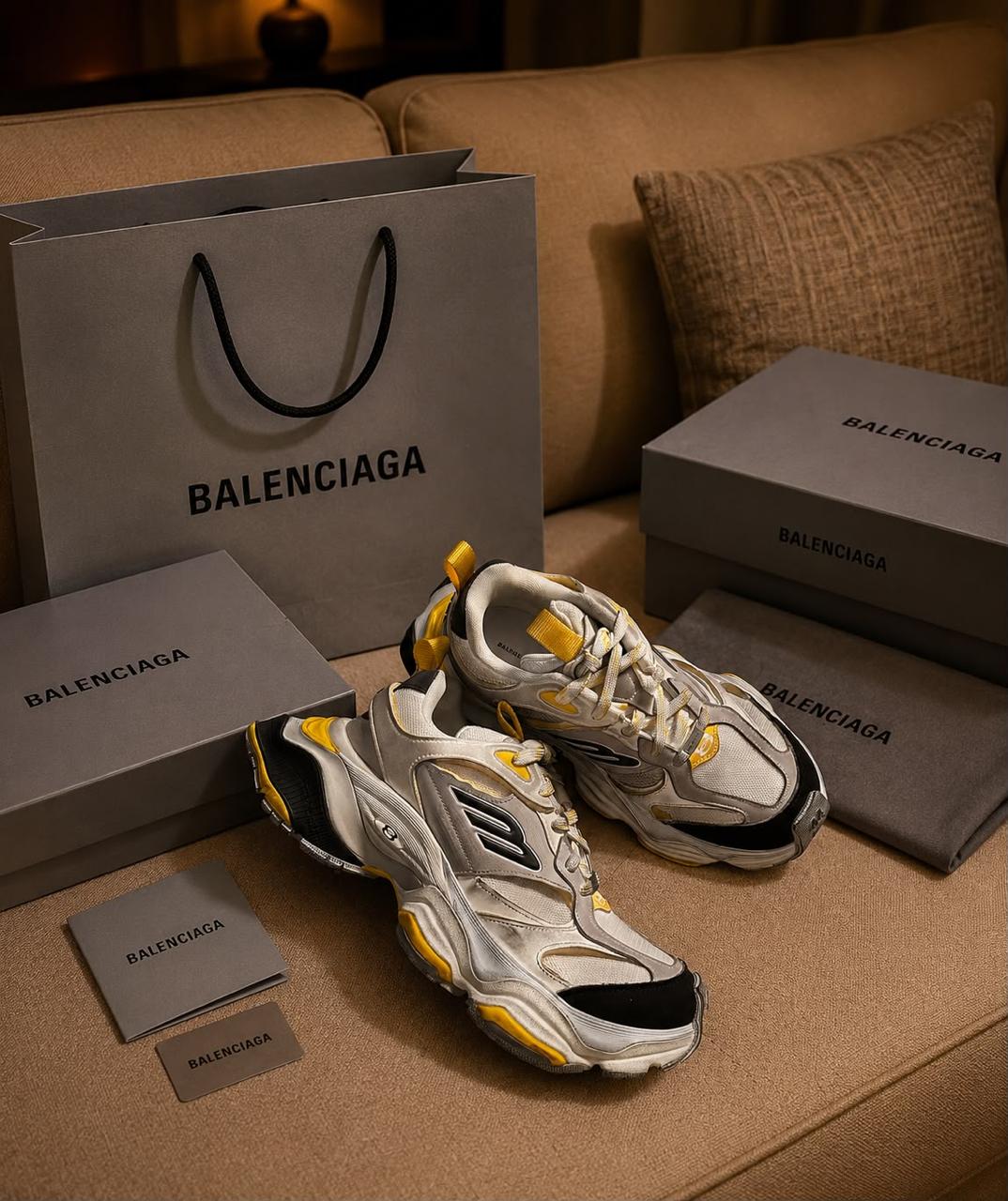 Premium Beige & Yellow Chunky Runner Sneakers