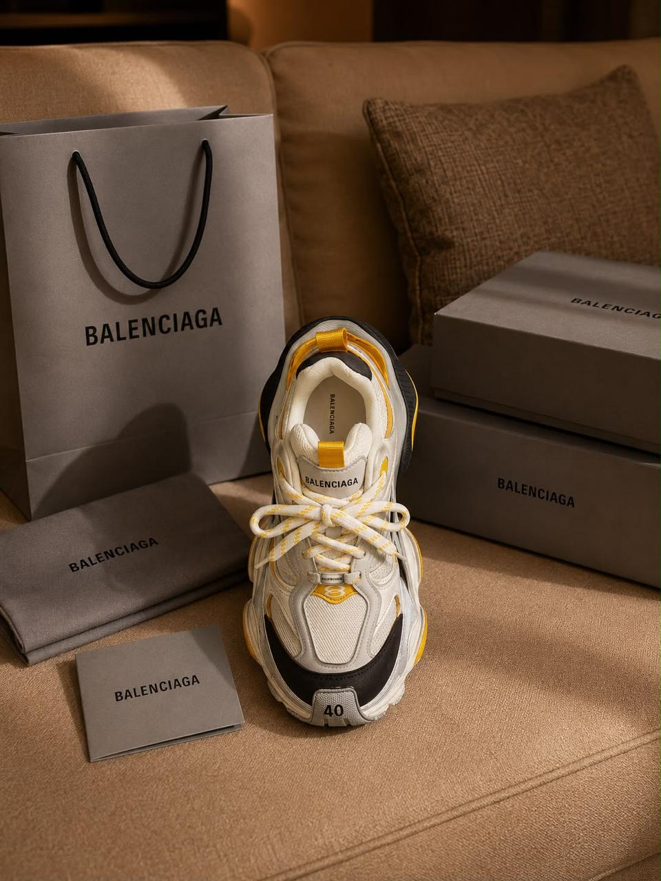 Premium Beige & Yellow Chunky Runner Sneakers