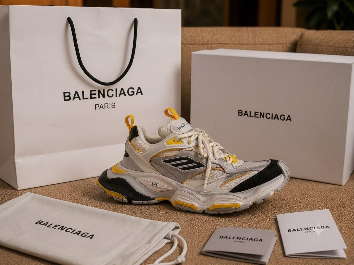 Premium Beige & Yellow Chunky Runner Sneakers