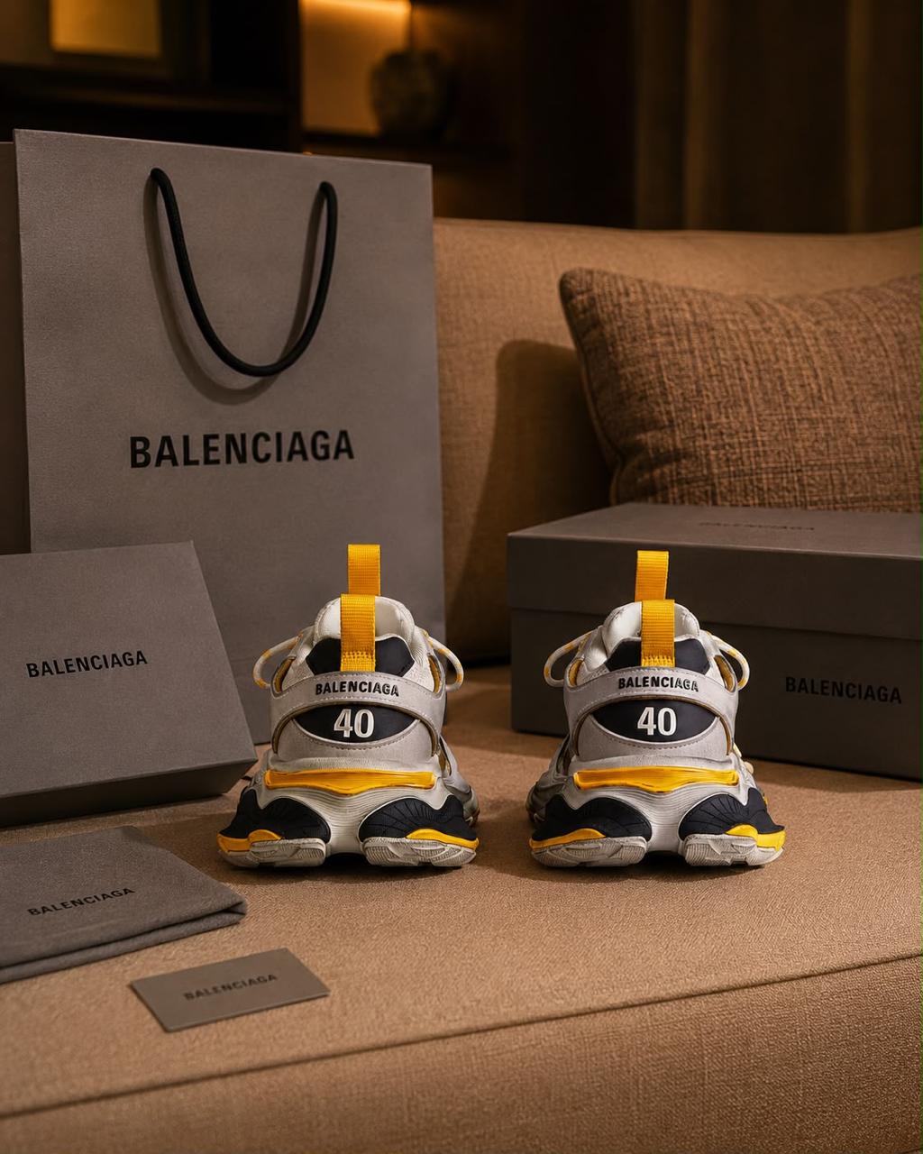 Premium Beige & Yellow Chunky Runner Sneakers