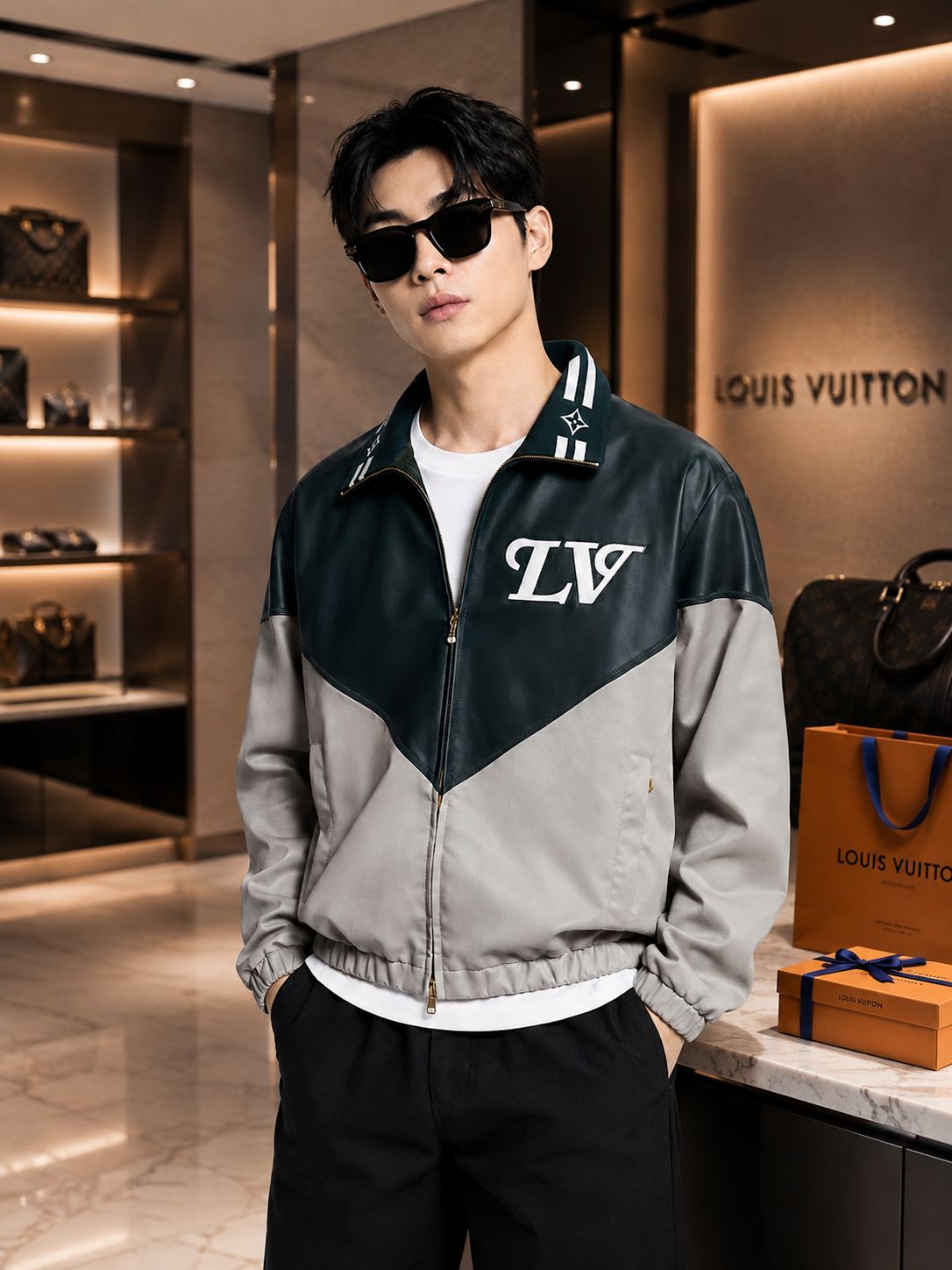 Premium Two-Tone Statement Zip Jacket