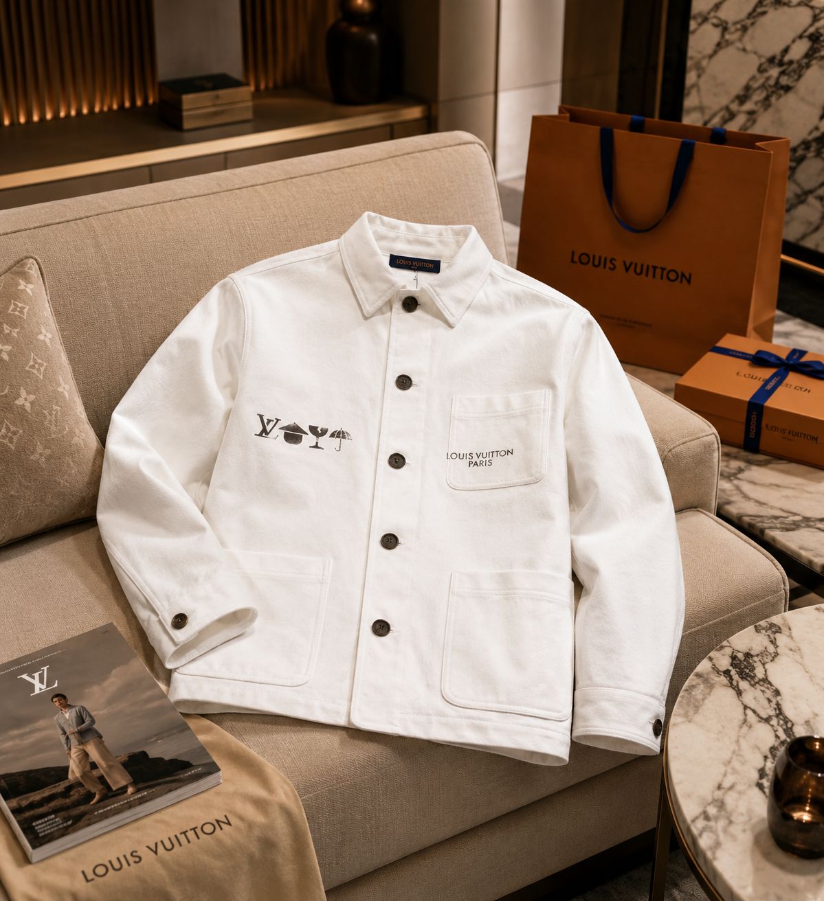 Premium White Statement Utility Jacket