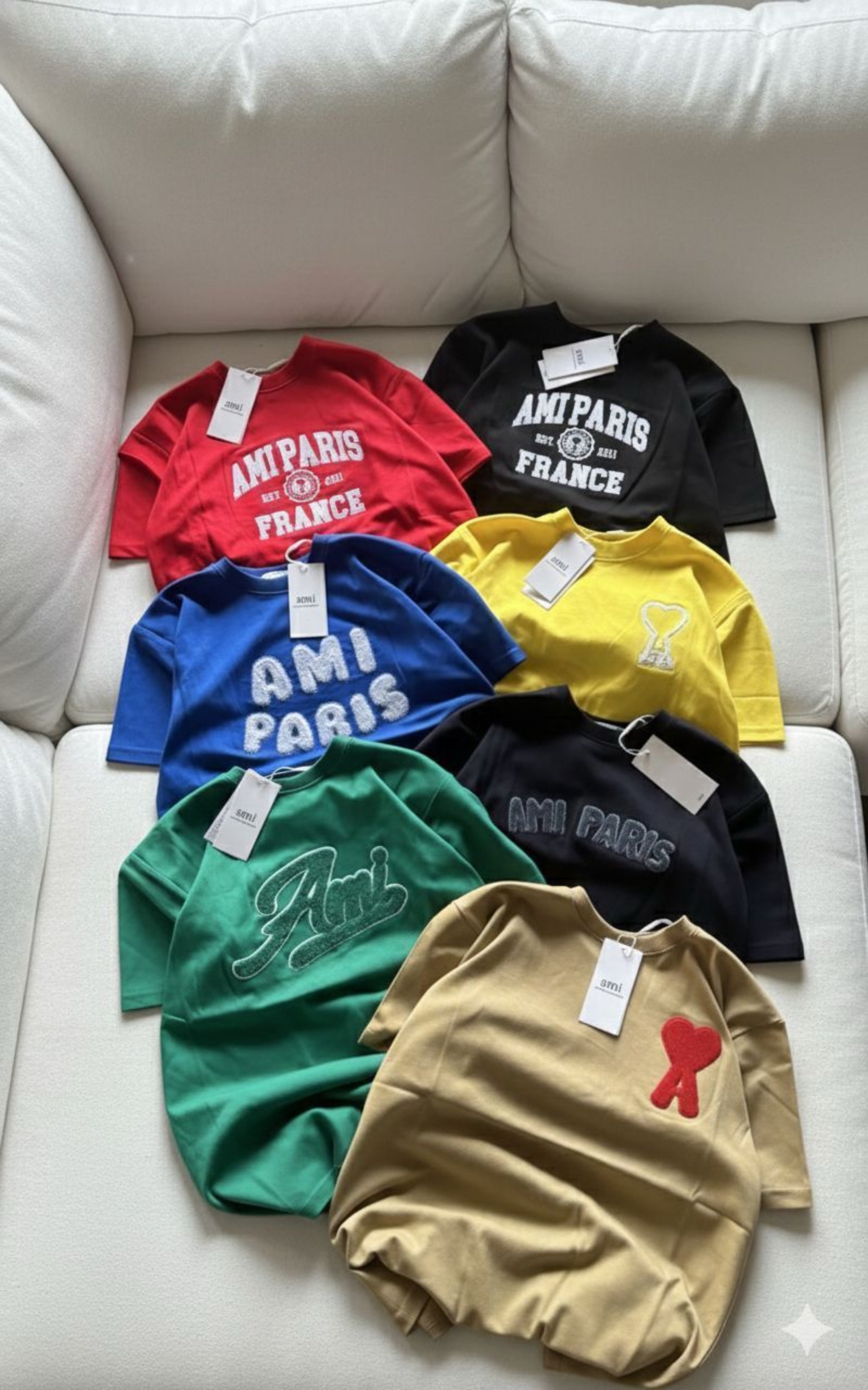 Ami Paris Men's Round Neck 'Ami de Coeur' Organic Cotton T-Shirt