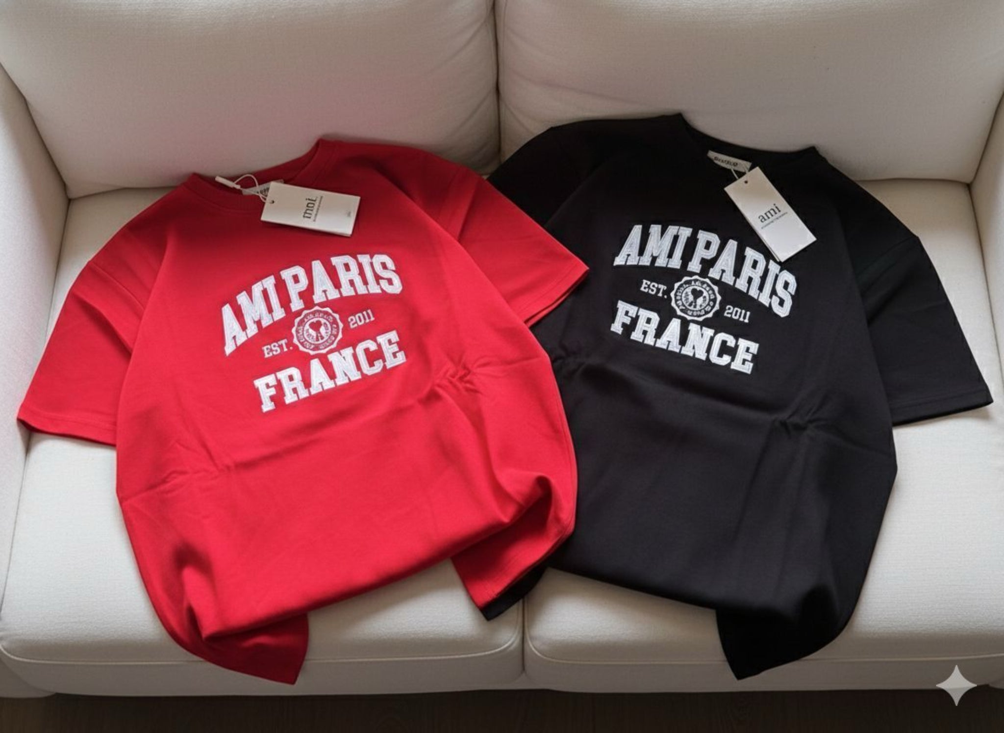 Ami Paris Men's Round Neck 'Ami de Coeur' Organic Cotton T-Shirt