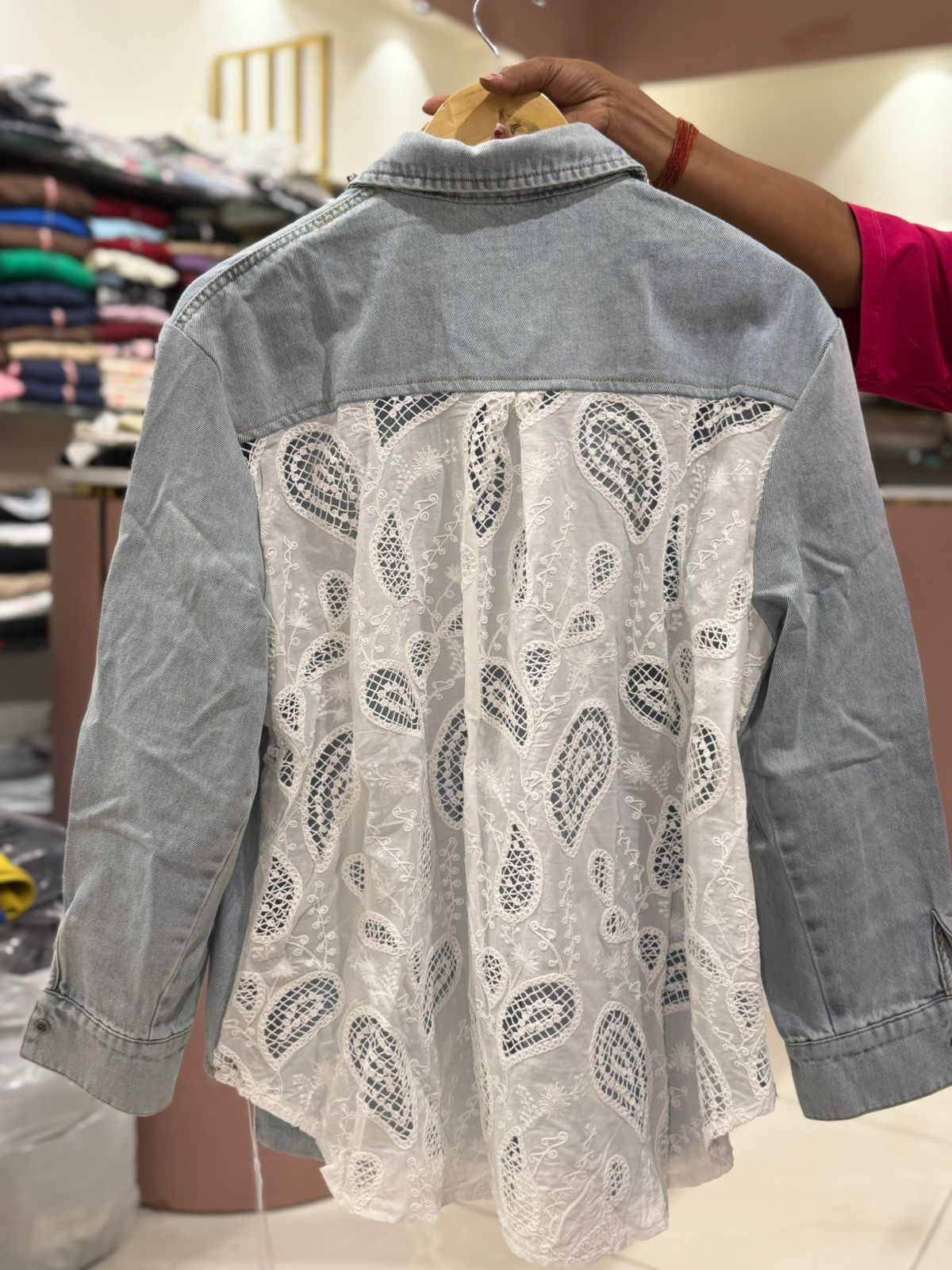 Crystal Edge Luxe Denim Shirt