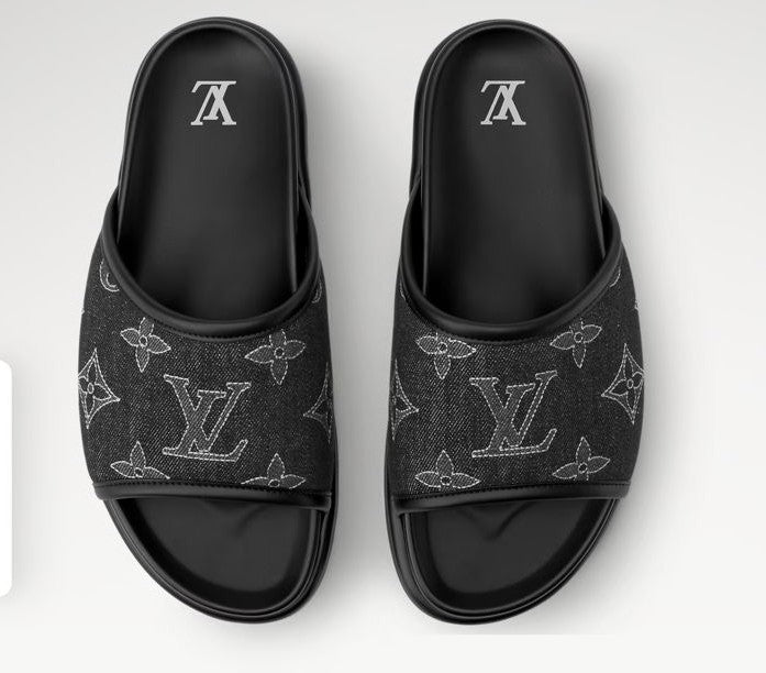 Denim Luxe Monogram Mule – Premium Slide Edition
