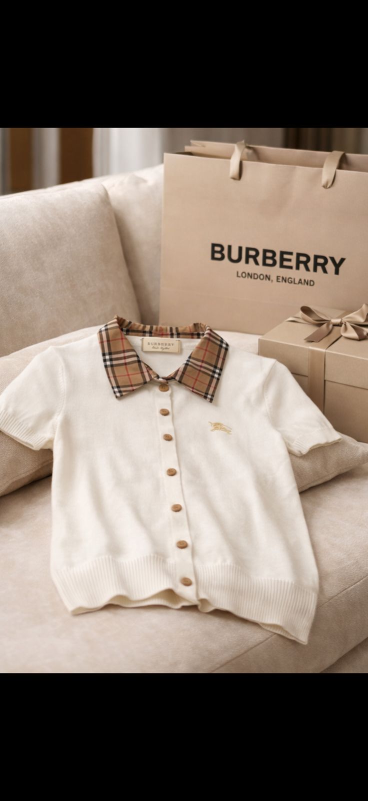 Heritage Check Collar Knit Top – Luxe Edition