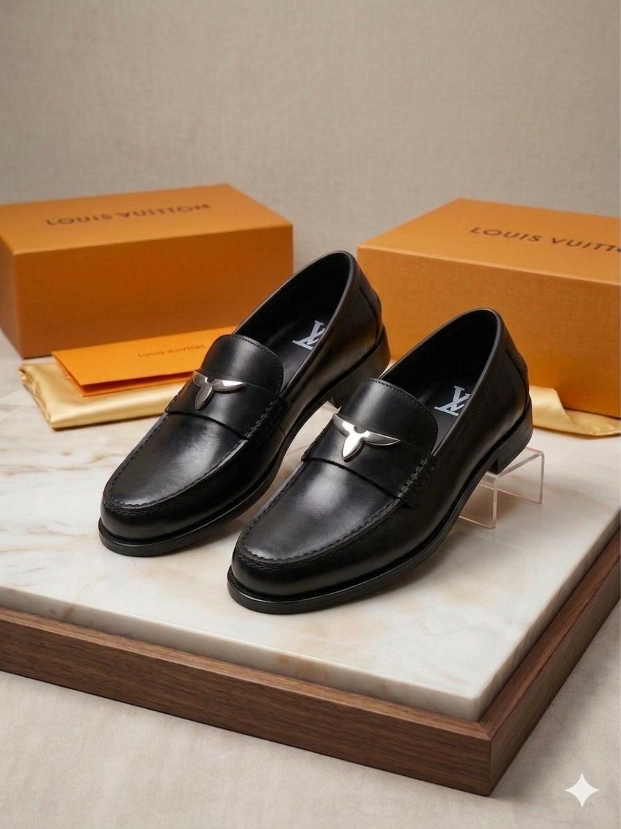 Classic Leather Metal Accent Loafers (Formal Luxe Edition)