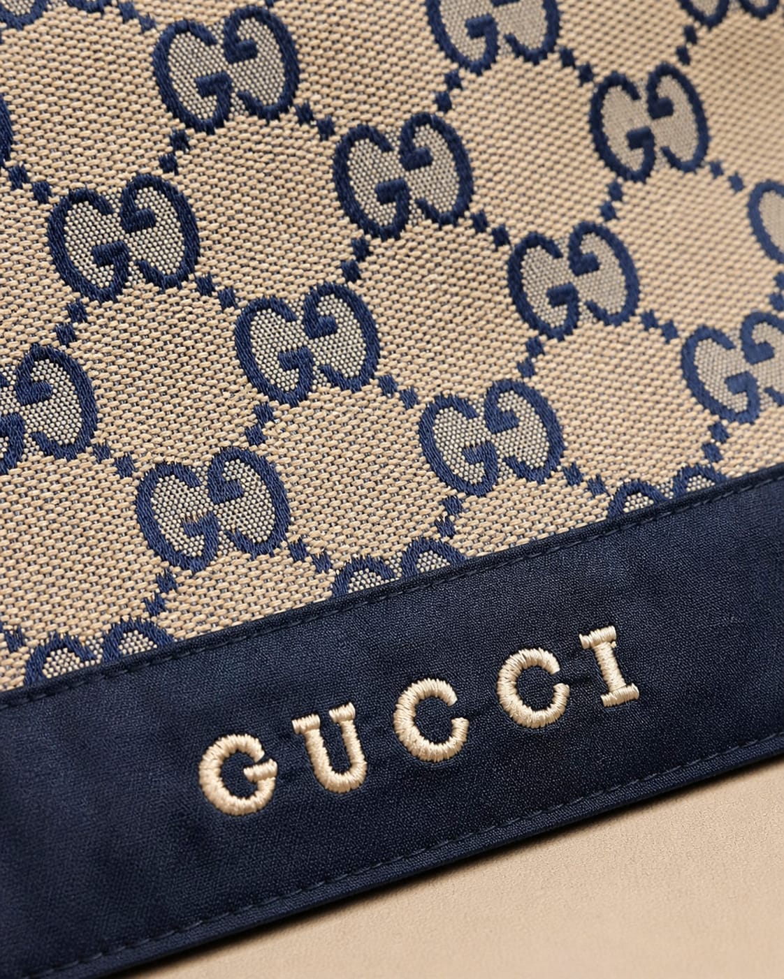 Signature Monogram Luxe Shirt – Beige Navy Edition