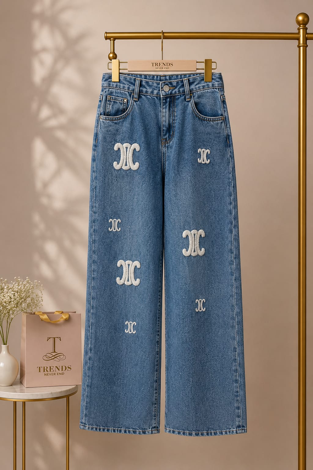 Monogram Luxe Wide-Leg Denim (Women)