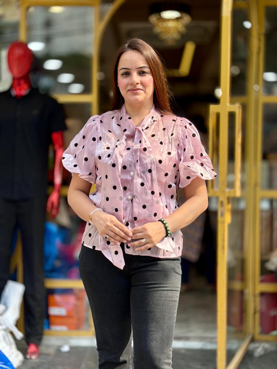 Pretty Polka Dot Organza Top