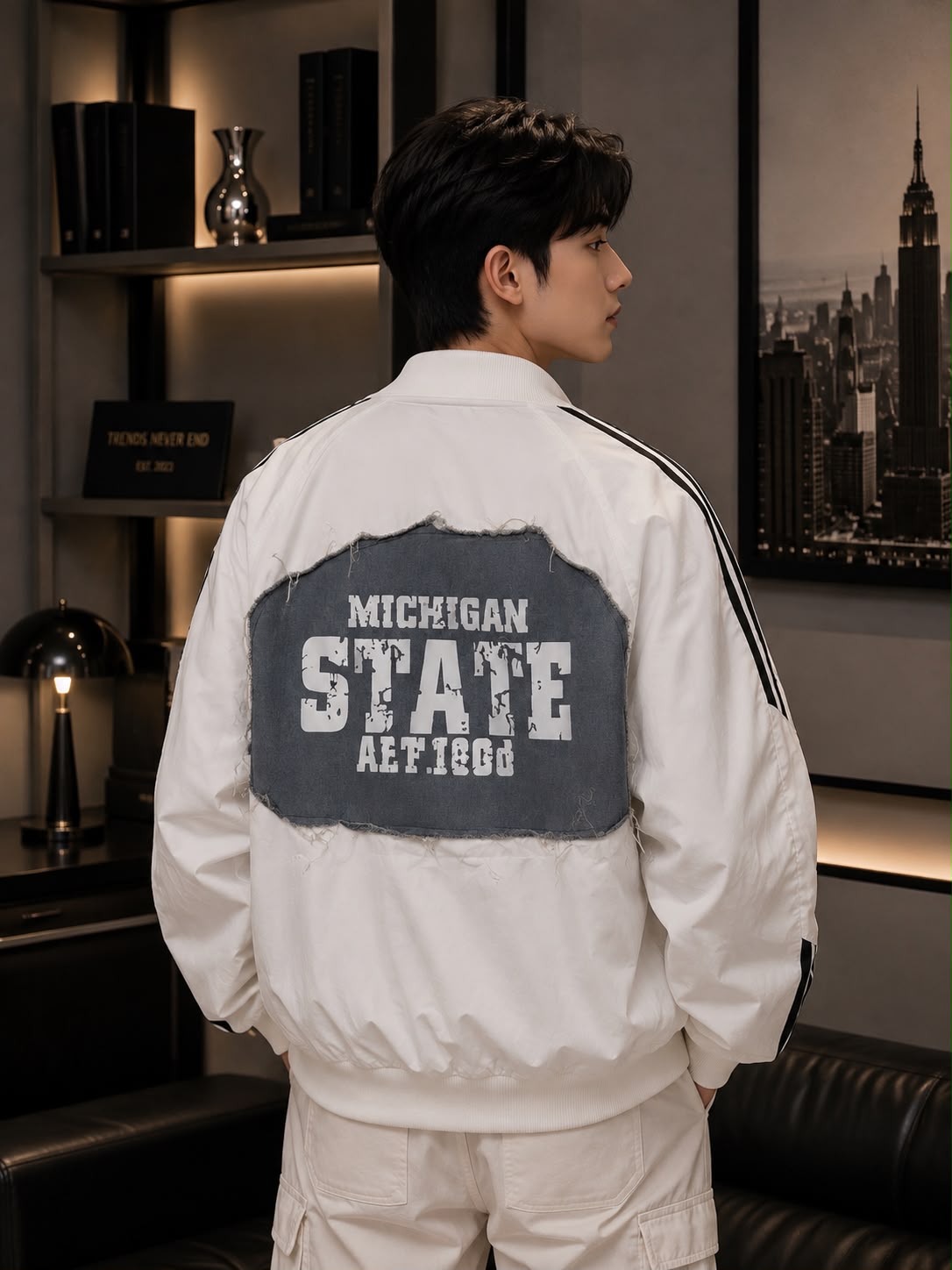 Men’s Color Block Track Jacket with Stripe Detailing – Full Zip Sports Windbreaker Jacket