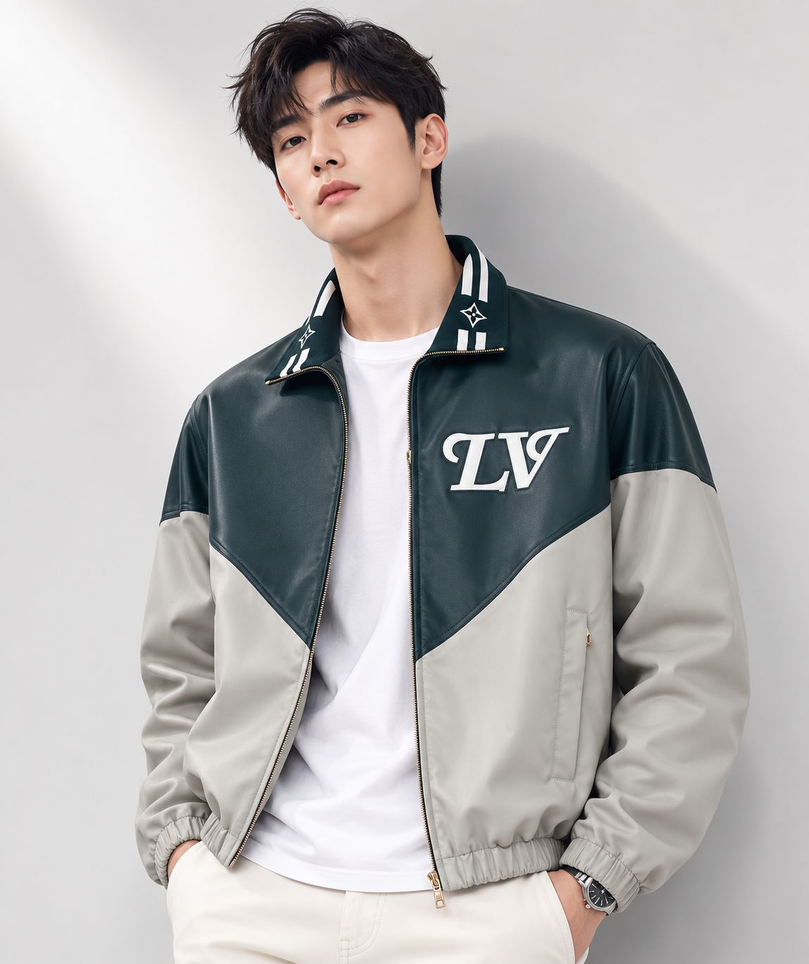 Premium Two-Tone Statement Zip Jacket