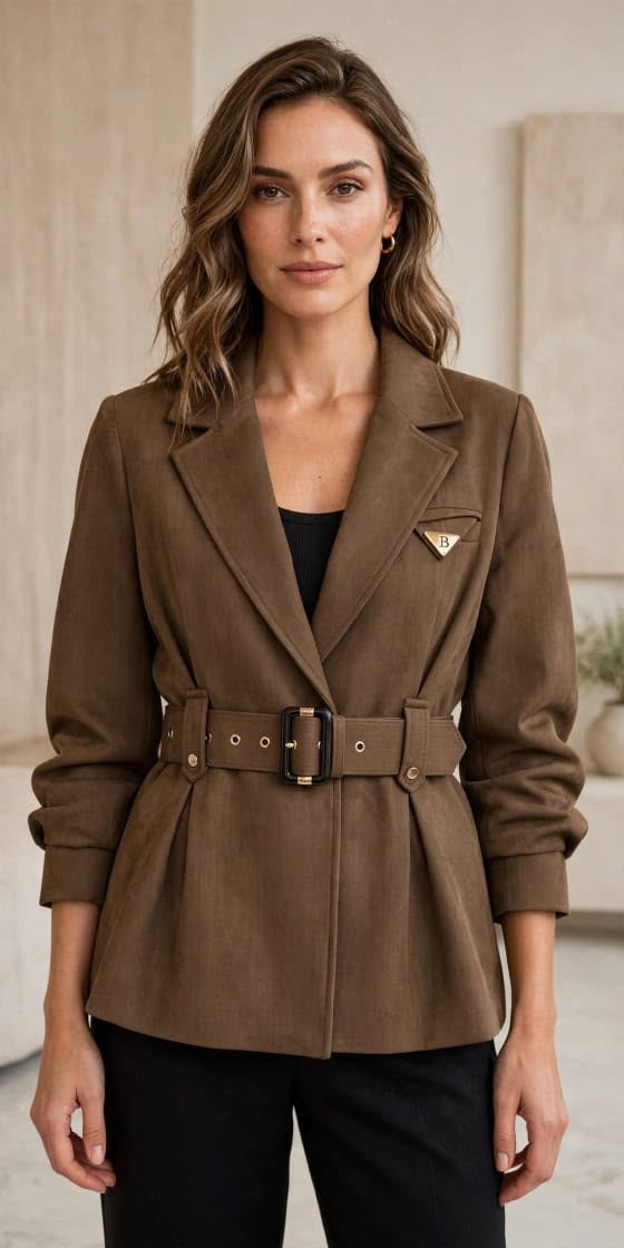 Belted Structured Tailored Blazer