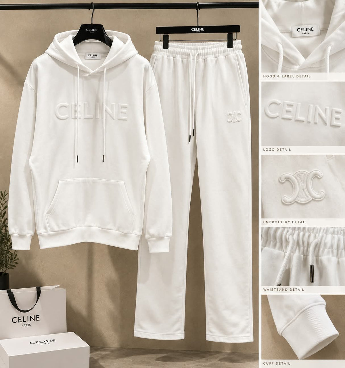 Premium Women’s Embossed Logo Hoodie & Wide-Leg Co-Ord Set