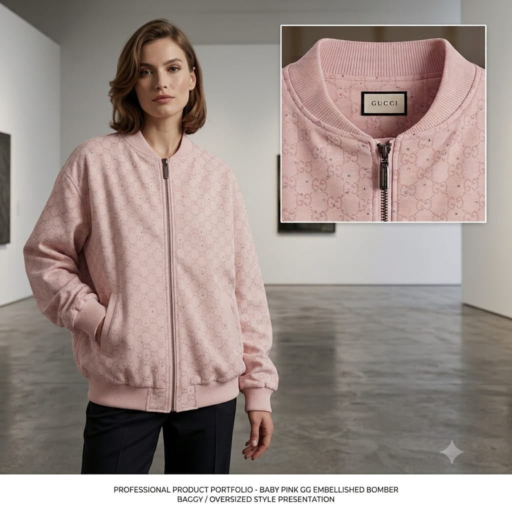 Luxury Monogram Crystal Embellished Bomber Jacket