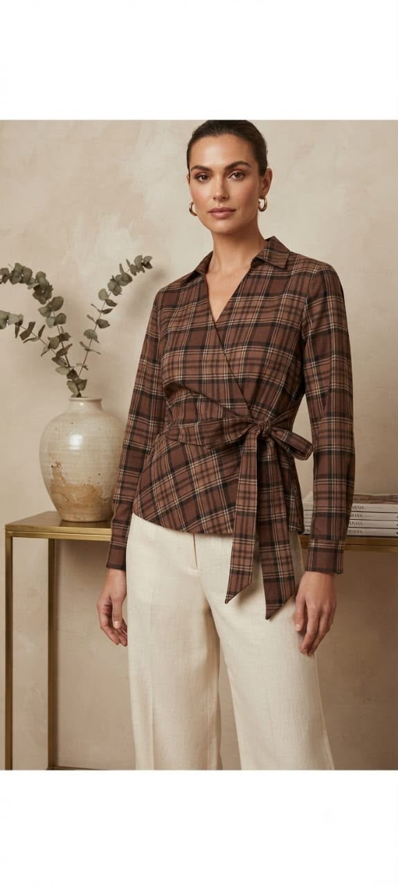Classic Checkered Wrap Shirt