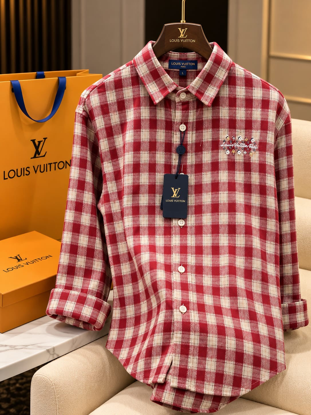 Louis Vuitton Paris Premium Checkered Full Sleeve Shir