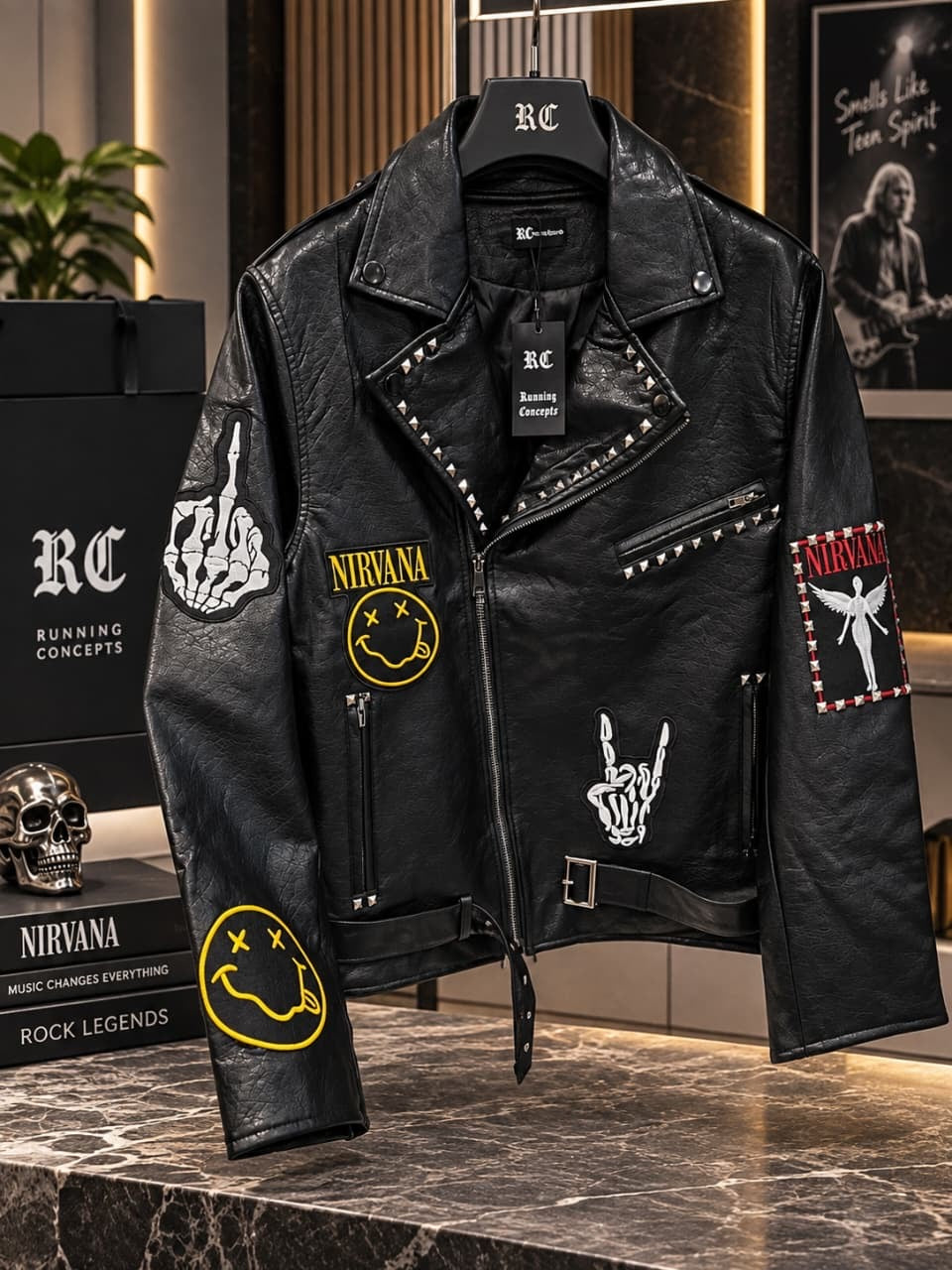Punk Rock Studded Leather Biker Jacket