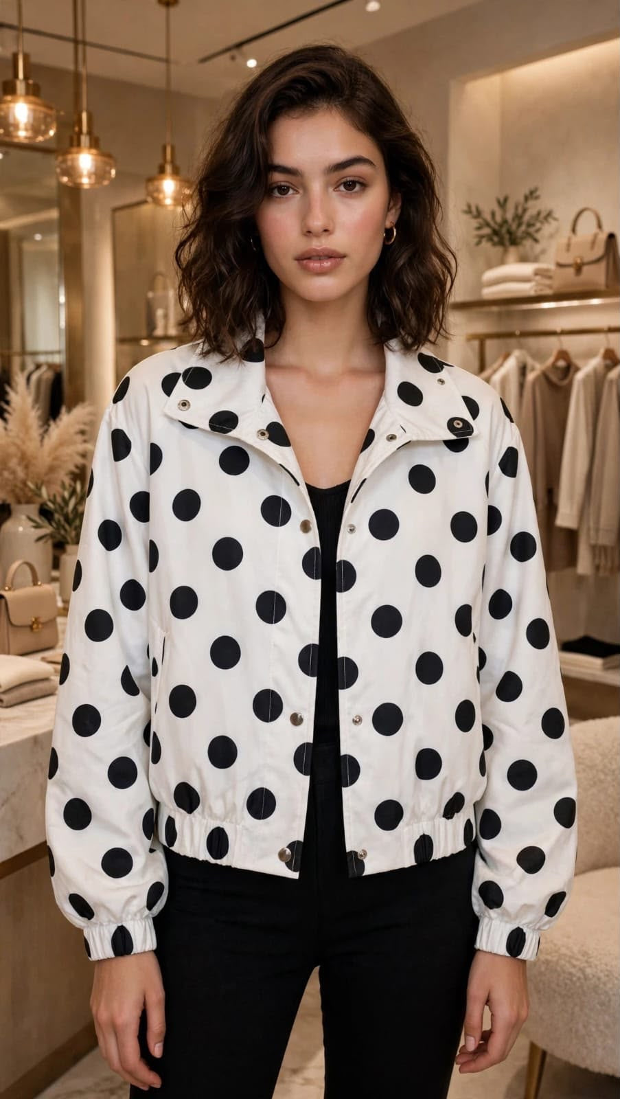 Polka Dot Lightweight Bomber Jacket