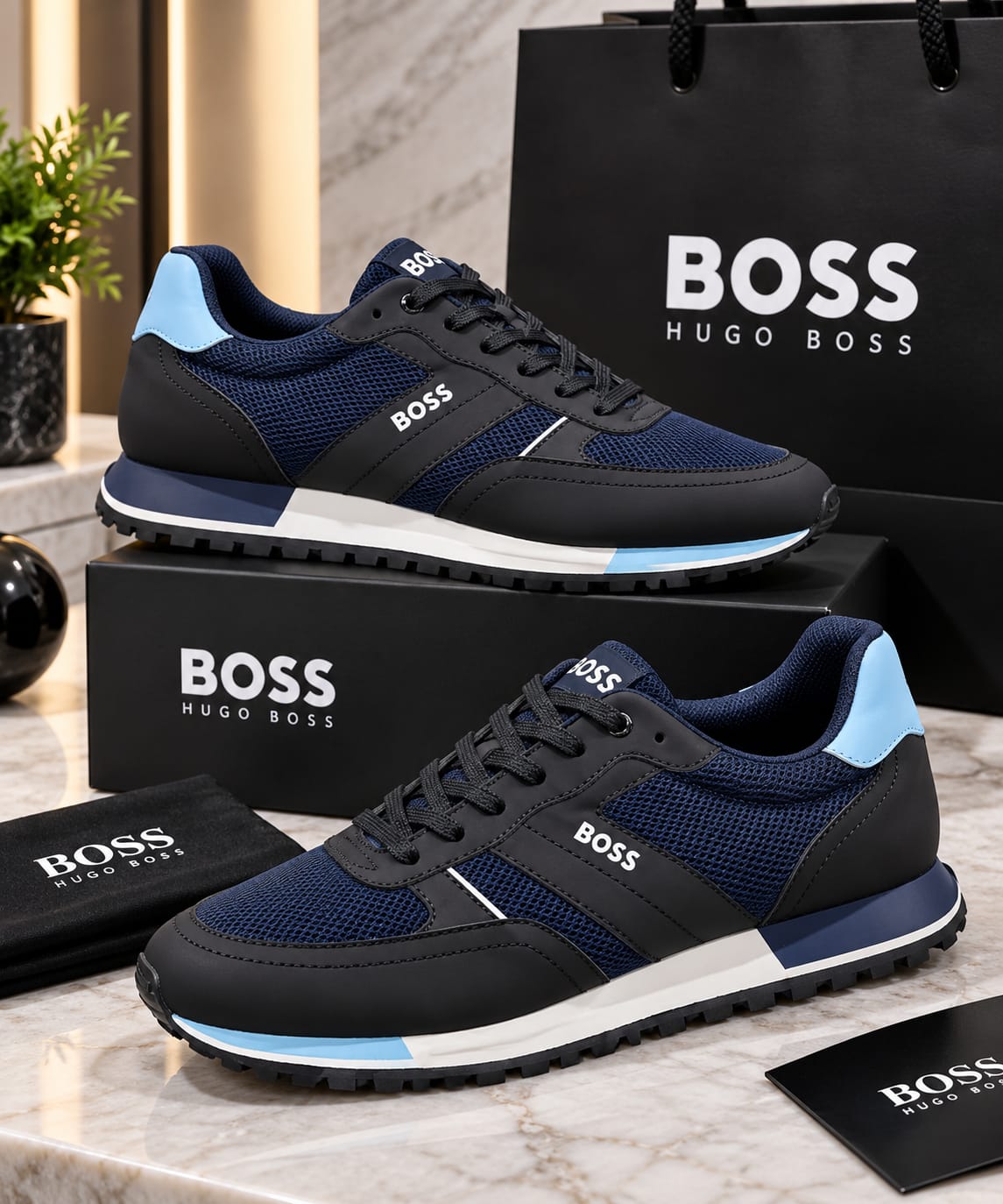 Premium Mesh & Leather Colorblock Runner Sneakers
