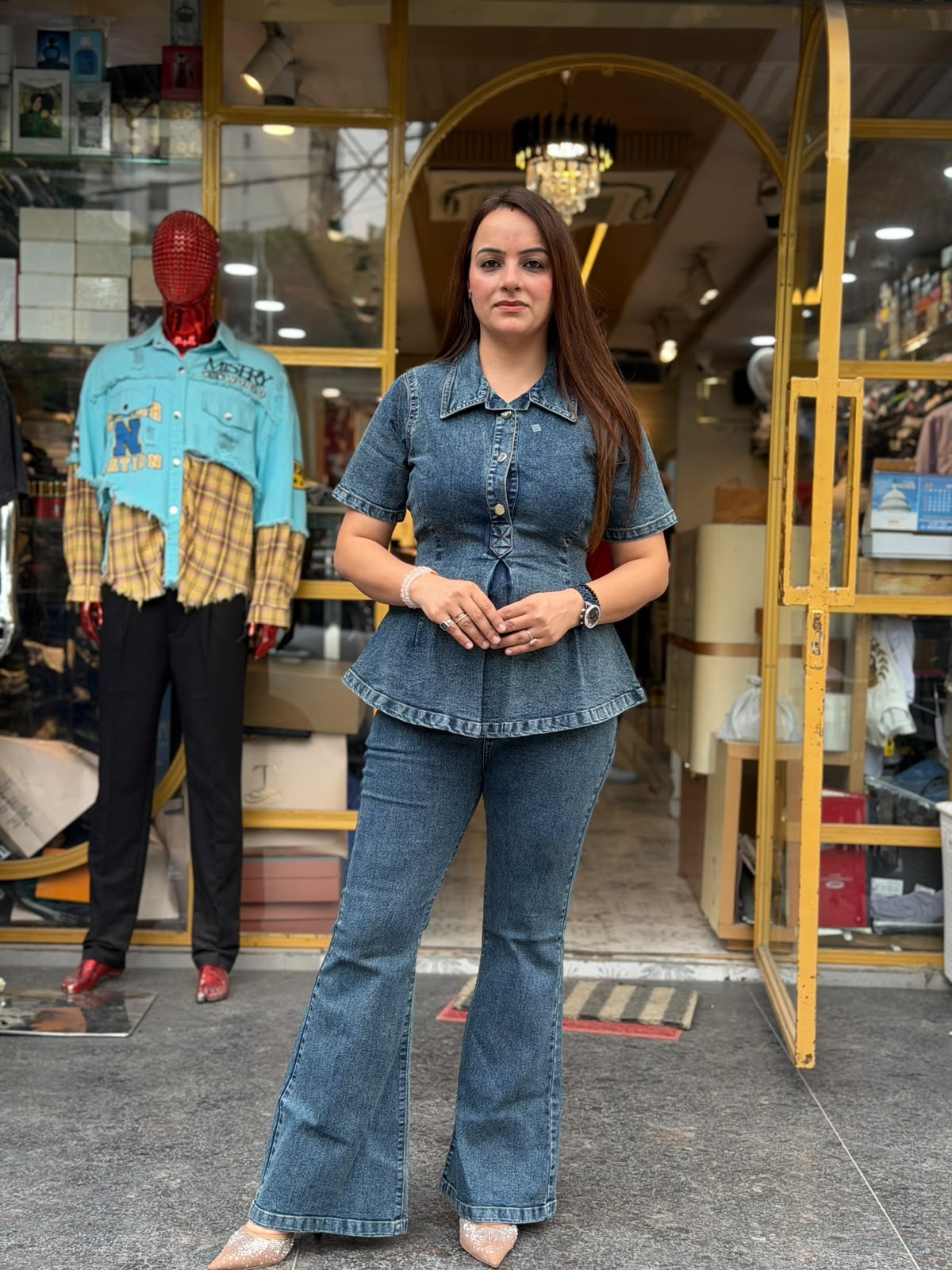 Premium Denim Peplum Co-Ord Set