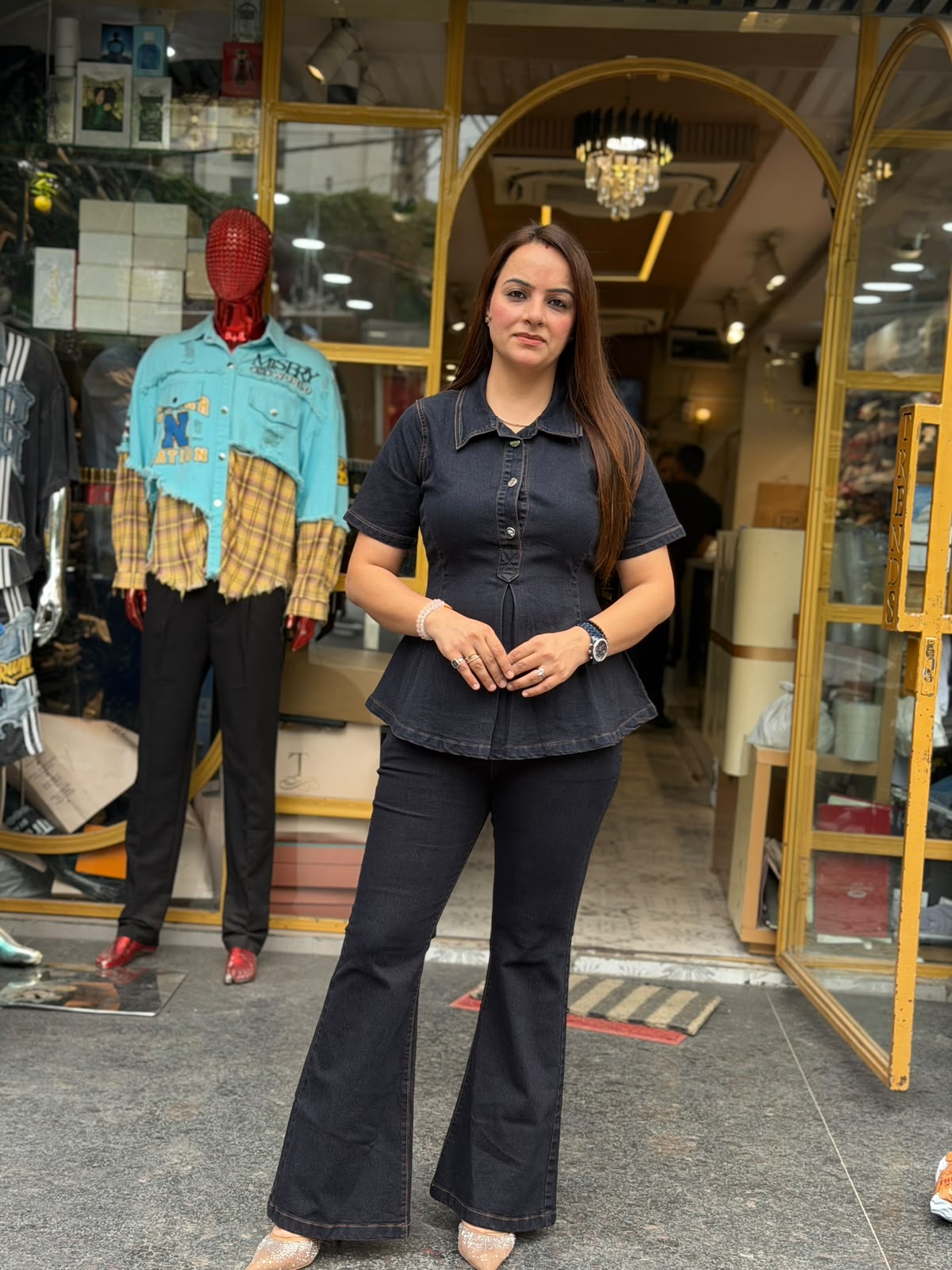 Premium Denim Peplum Co-Ord Set