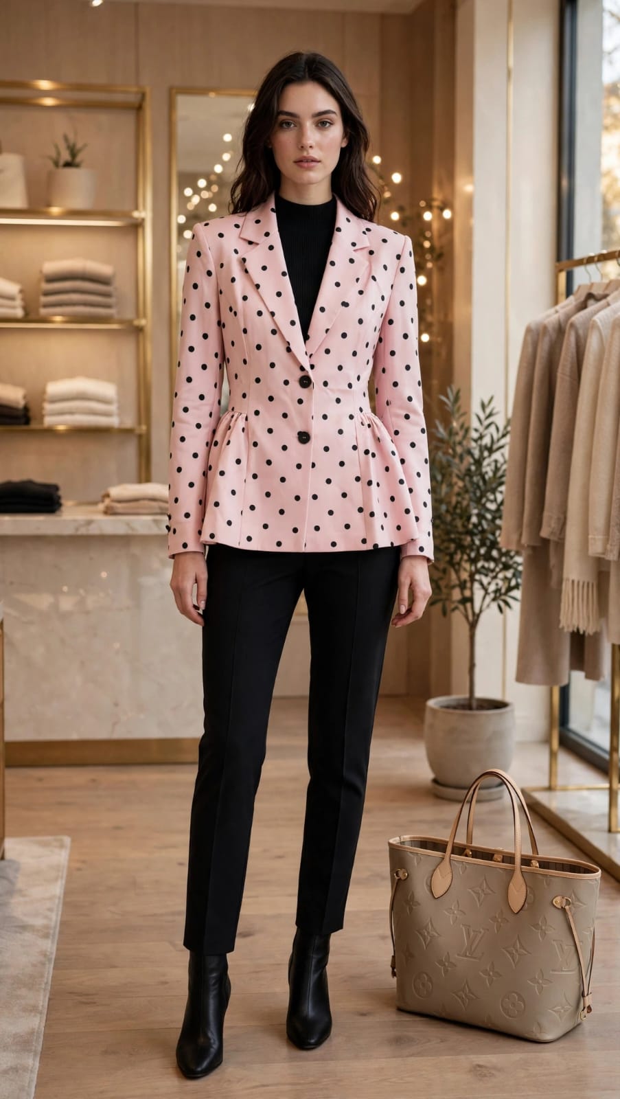 Polka Dot Peplum Blazer