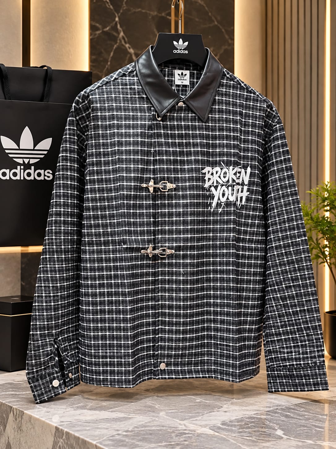Plaid "Broken Youth" Overshirt with Metal Clasps