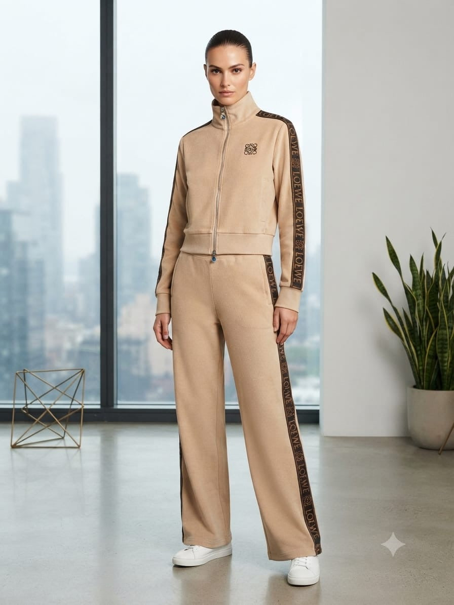 Premium Women’s Logo Tape Zip-Up Co-Ord Set