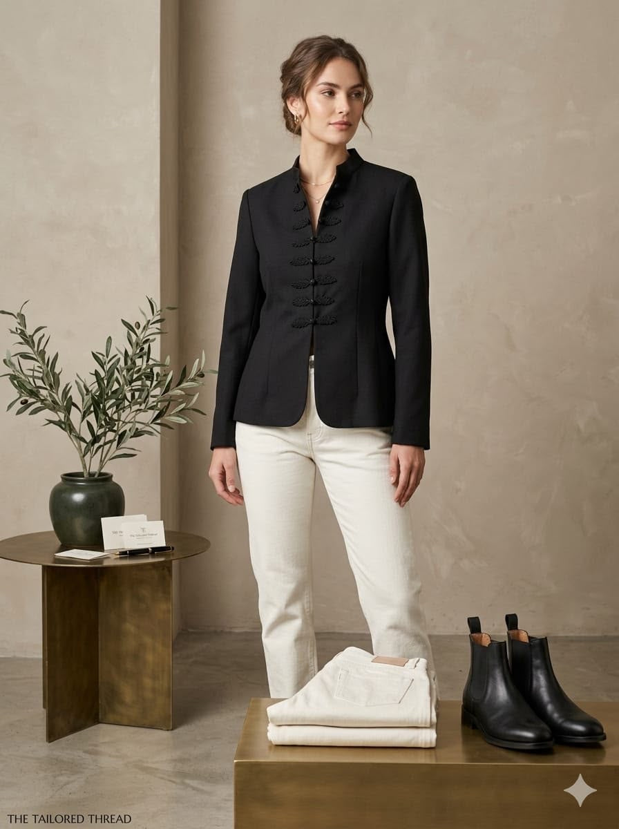 Elegant Mandarin Collar Blazer