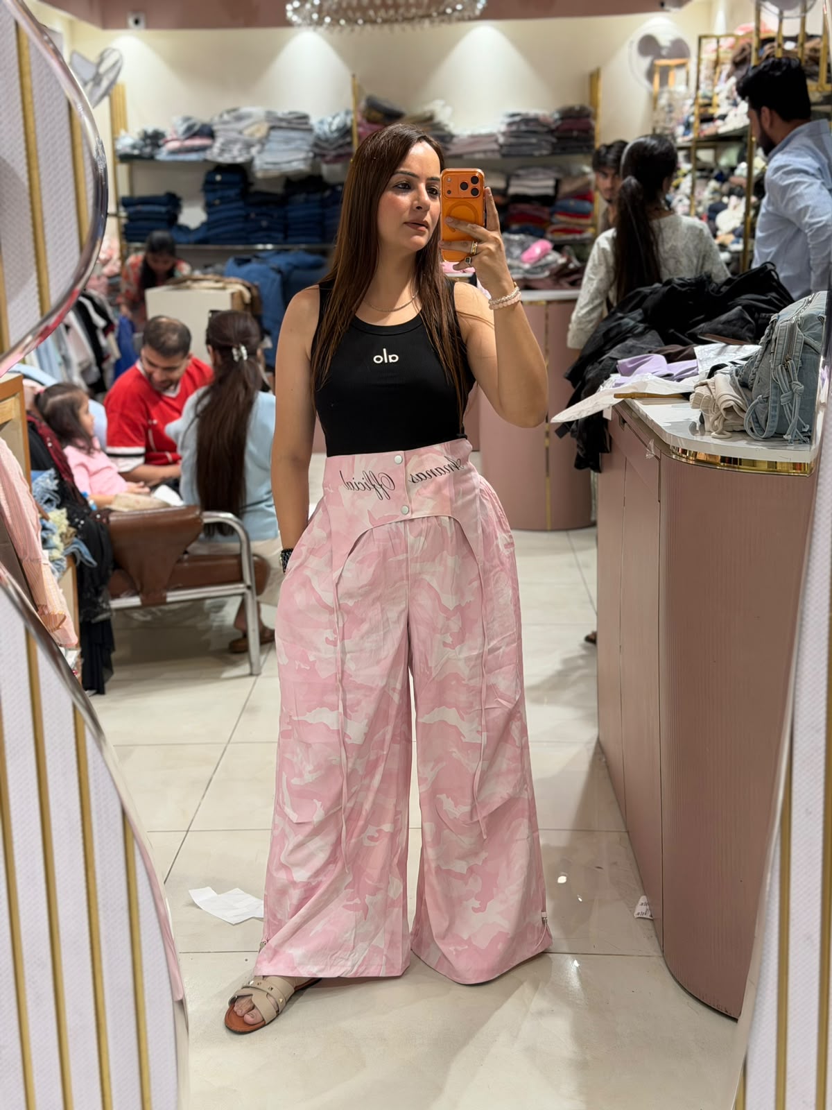 Premium Camo Wide Leg Cargo Pants