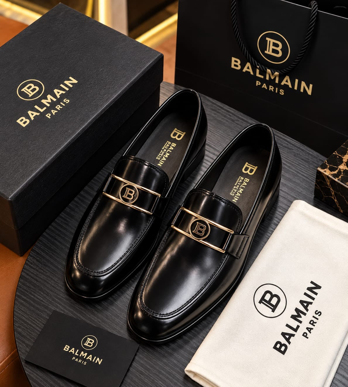 Premium Men’s Luxury Leather Loafers Wooden Sole