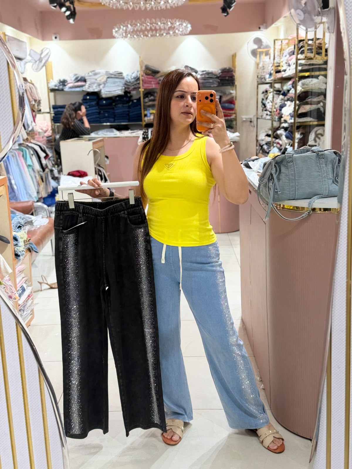 Embellished Wide-Leg Pants