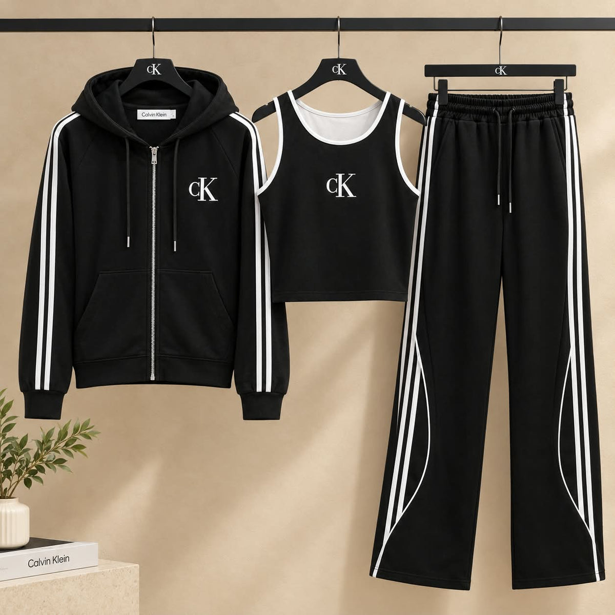 Three-Piece Hooded Tracksuit Set