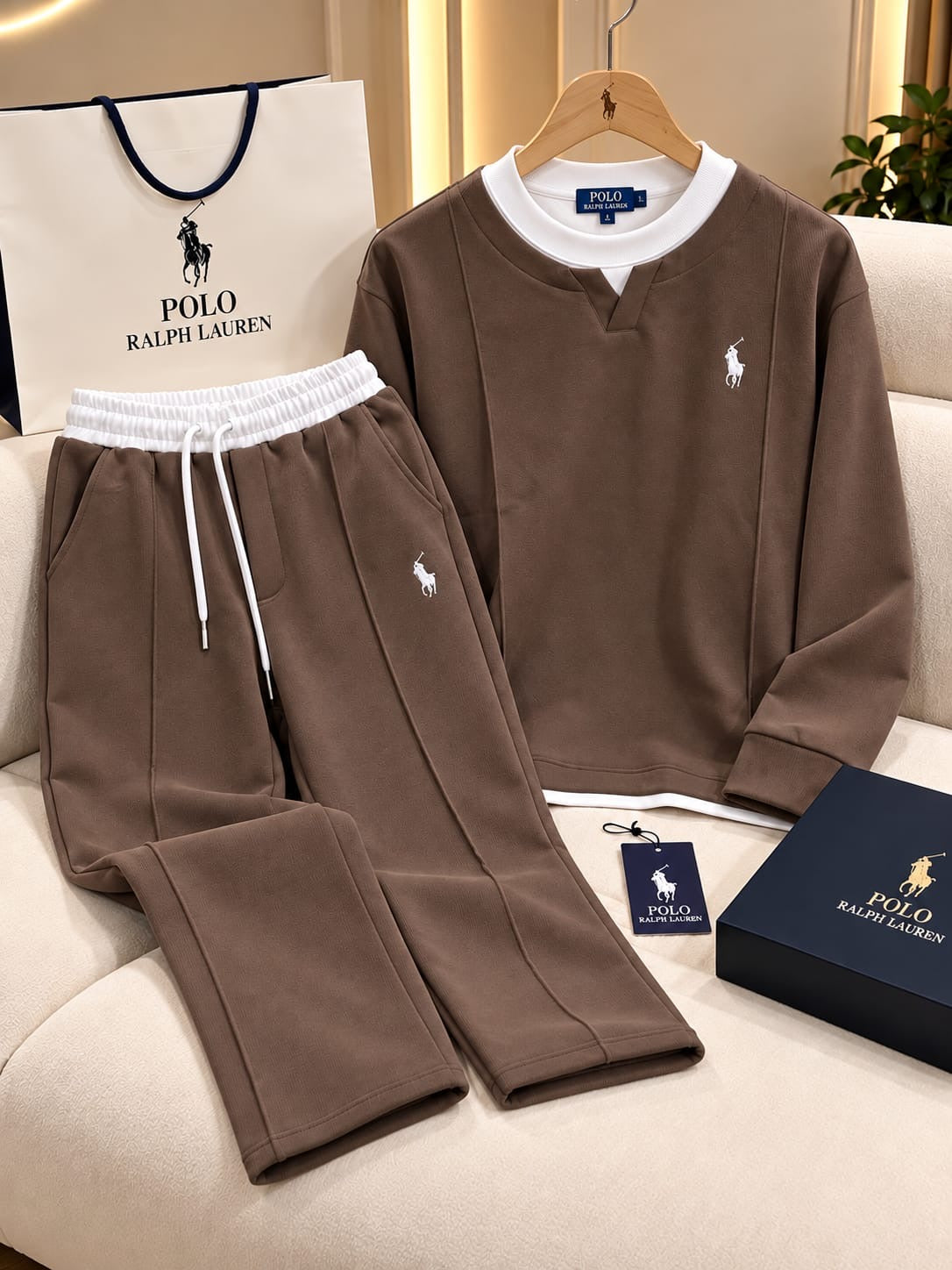 Men's Layered-Neck Tracksuit & Pintuck Jogger Set