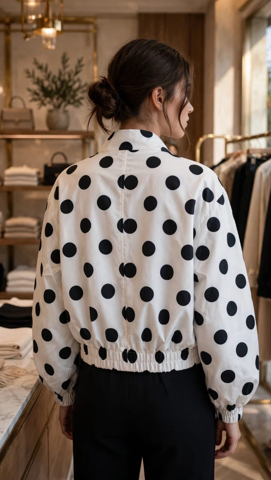 Polka Dot Lightweight Bomber Jacket